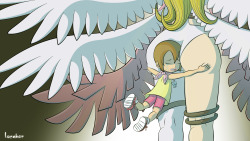 bluedragonkaiser:    Angewomon and Hikari - Break by Lucabor Alternate colors by my friend Oddrich. Context included in both links. 
