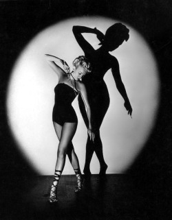 noonesnemesis:  &ldquo;In My Shadow&rdquo;.. Dardy Orlando    (younger half-sister of Lili St. Cyr..) Photographed by - Bruno Bernard (Bruno of Hollywood) in 1950.. 