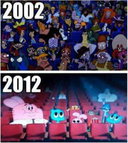 liferawks:  I showed this picture to my mom and she explained me this. “Kids today don’t watch cartoons as much, when you were little you were addicted to cartoons. Nowadays there are so many social media sites and games that kids aren’t interested