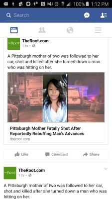 tarynel:  dynastylnoire:  heroinesandallies:  dynastylnoire:  http://www.theroot.com/articles/news/2016/01/pittsburgh_mother_fatally_shot_after_reportedly_rebuffing_man_s_advances.html  The devastation in the black community here is overwhelming. That