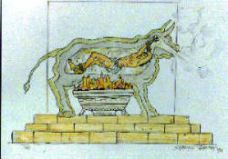 The Brazen Bull was hollow to allow a victim to be shut inside with a fire set under it, causing the person inside to roast to death. It was created strictly for the purpose of executing criminals of the state. The bull was designed in such a way that