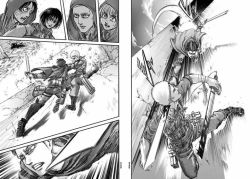 WOW.No words for this Levi vs. Reiner epic action.ETA: I’m now very curious whether the next part of the plot will cause Levi to regret missing his target. I can definitely see the story progressing that way&hellip;Also, only the Ackermans are the