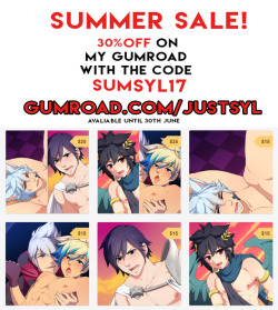 justsylart: Limited time sales on my gumroad! Everything is 30% off using the code! https://gumroad.com/justsyl 