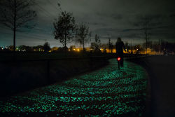 itscolossal:  A Solar-Powered Glow-in-the-dark Bike Path by ‘Studio Roosegaarde’ Inspired by Van Gogh 