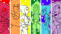 journ-loves-su:  dragonlioness:  journ-loves-su:  Rainbow Team (wip?)   I hope it was okay to do this!! Inspiration: [ X ]  LMFAO 