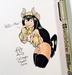 dacommissioner2k15:  callmepo:  Froppy Cowbell!  Her hero costume provided the inspiration.  [Come visit my Ko-fi and buy me a coffee some markers if you like my tiny doodles and want to see more!]    KERO!!