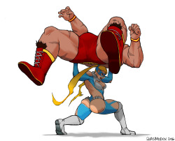 inspredwood:  quasimodoxxx:  R. Mika VS Zangief -Street Fighter V  Is that a bulge or is that Zangief’s right pectoral? 