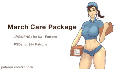 March Care Package is up!  The Care Package is a monthly thing where I bundle up the stuff I did throughout the month. Heres links to the Patreon Posts.  ū  Package ŭ  Package Thanks for all the support! Reblogs are much appreciated, and would really