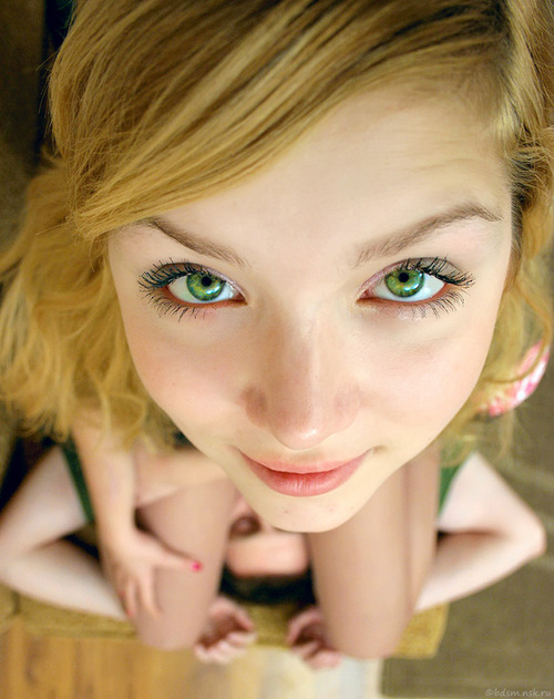 Blonde with green eyes