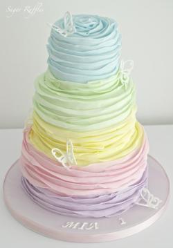 cakedecoratingtopcakes:  Rainbow Ruffle Cake by Sugar Ruffles …See the cake: http://cakesdecor.com/cakes/147752-rainbow-ruffle-cake