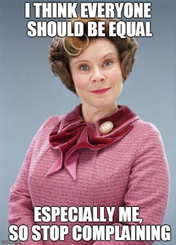meanie-face:  So I made these the other day and forgot to upload them, but I thought now would be an appropriate time considering today’s discussions. Internets! I give you: White Feminist Umbridge 
