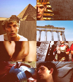 itsnotwisdom:  [Highly Romanticized] Mark Antony/Cleopatra AU: Arthur Pendragon, recently announced Emperor of Rome, summons the Pharaoh of Egypt, Merlin Emrys, to initiate an allegiance between their forces. Intellectual and beautiful, Merlin complies