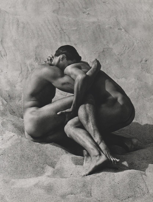 ohyeahpop:Brian and Tony in Sand, Paradise Cove, 1986 - Ph. Herb Ritts