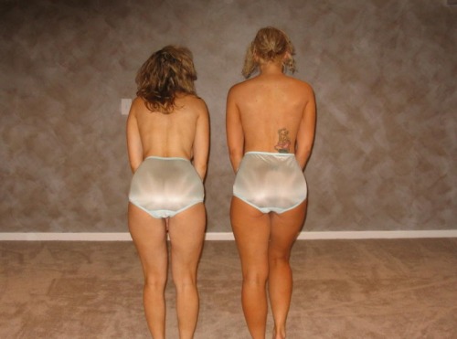 Women wearing full brief nylon panties