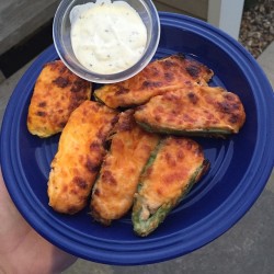 Appetizer of cream cheese and cheddar jalapeño poppers from the grill. #grilling #springtime  (at The Bear Cave)
