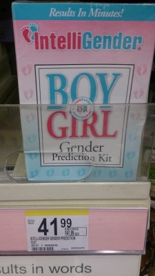 phoenixcollective:  gynoidwren:  This is some cis nonsense right here.  Over 40 fucking dollars and it’s still probably less accurate than a pregnancy test.   I wish what happened was when you opened it it just said “your child will work it out themselves