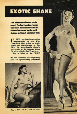 RICH EXOTIC SHAKE Edy Rich is featured in an article scanned from the May ‘56 issue of ‘VUE’ magazine;  a popular 50’s-era Men’s Digest..