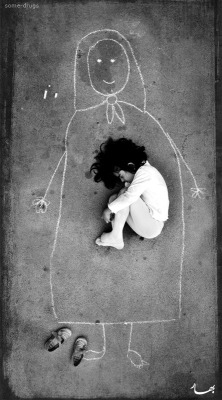 lebens-allergie-deluxe:  simplifies:  gingerphobia:  andygin:  itsshantitime:  shako-mako:  A Iraqi girl in an orphanage - missing her mother so she drew her and fell asleep inside her. This is America’s democracy   This picture always gets me.  real
