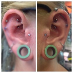 modifiedbeyondgenericdesign:  Did some rooks and a couple of Tragus piercings today! Whoop!! Shitty lighting but you can see it :) #piercings #lobeporn #bodymods #piercingapprentice #learning #work #fun