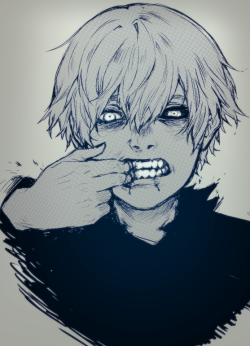 lullabird:  My monoprice tablet came in finally so here’s a little Kaneki doodle 