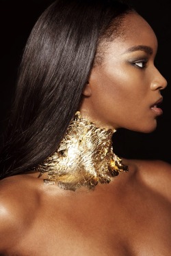 legsonthego:  Gold Queen.  Photographer: Kristiina Wilson Hair &amp; Makeup: Mary Irwin Model: Damaris Lewis