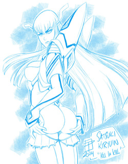 callmepo:  Personal sketch of Satuski Kiryuin from Kill La Kill in her revealing Godrobe Juketsu.  This one started as a sketch to figure out her outfit and I was having too much fun to stop. That Godrobe Junketsu by CallMePo seriously that tush~ ;9