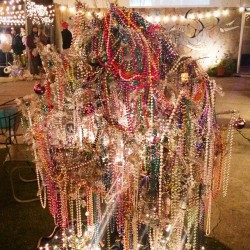 This is what happens if you leave your #ChristmasTree up until #mardigras in #NewOrleans #MardiGras2015 #beads #throws #art #FrenchmanStreet near the #frenchquarter