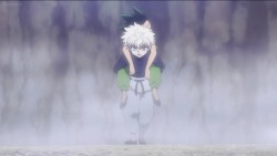 cirruswinter:  this is just ok so killua has always had a companion/supporter role in gon’s journey/development but this first with pitou’s appearance killua protects gon by knocking him out when he is unable to take the mental stress, saving gon’s