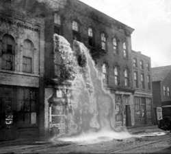 Alcool de contrebande déversé pendant la Prohibition, Detroit, 1929.
