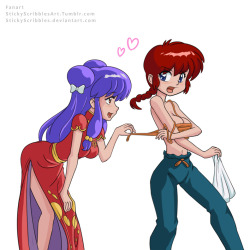 Ranma  lost a bet and has to go on date with Shampoo for Valentine&rsquo;s Day.   Shampoo is so eager, she helps Ranma undress and find something  sexy  and elegant for Ranma to wear.Continue&hellip;Like what you see? Support us for more on going art