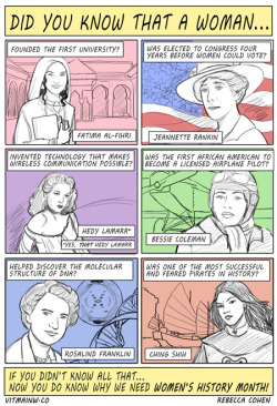 believemeitsbutter:  rebeccacohenart:  http://vitaminw.co/culture-society/womens-history-questions-and-facts Just a fraction of the cool stuff I learned when researching women’s history.  Rosalind Franklin did not just help. She actually discovered