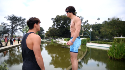 never—okay:  Ethan and Grayson Dolan showing off their fresh physiques.