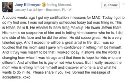 gendertrap:  commongayboy:  This gives me hope for humanity   This is soooo sweet. I wish my makeup game is as strong as his lol.