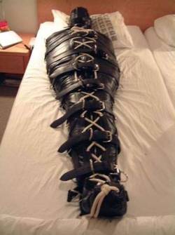 strappedown:  Just a word of advice, sleep sacks are for sleeping. If you find yourself being trussed up in one after an evening of fun and exciting bondage positions, or even if your buddies are forcing you into one early in the afternoon, don’t expect