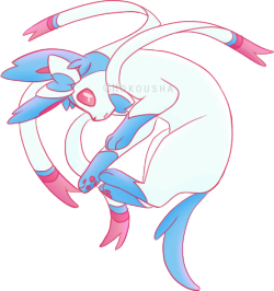 hokousha:  Day 4: Favorite shiny Pokémon Nearly forgot to do this today! Have a super quick shitty doodle of a shiny Sylveon, the first shiny Pokémon I got (besides it’s eevee form before it)Transparent btw 