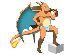 Wonder what this Charizard has in that sack? And what is he doing in just his undies? XD  Who knows