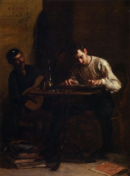 artist-eakins: Professionals at Rehearsal, 1883, Thomas Eakins Medium: oil,canvas 