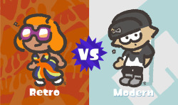 splatoonus:  The next Splatoon 2 Splatfest is almost here! What’s your style: Retro or Modern? Duke it out for who’s right and bragging rights! This Splatfest runs 9/21 at 9pm PT to 9/22 at 9pm PT. Starting with this Splatfest, there are a significant