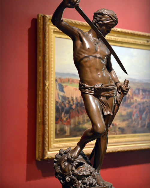 antonio-m:  ‘David With The Head Of Goliath’, c.1872 by Marius Jean Antonin Mercié (1845–1916). French sculptor. Victoria &amp; Albert Museum, London. This classic bronze depicts a victorious David re-sheathing his sword after slaying Goliath,