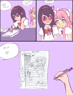 Madohomu nerds Have some gay nerds. I think Homura is secretly a huge dork. When they&rsquo;re supposed to be studying, Homura, having done it, like, ten trillion times, would rather draw Madoka being awesome c: 