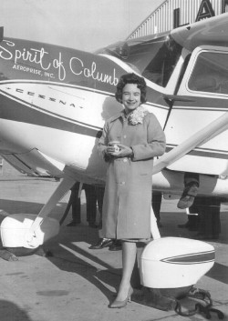i12bent:  On April 17, 1964, Jerrie Mock, who looks to all the world like an Eisenhower era housewife dressed up for a PTA meeting, became the first woman to successfully circumnavigate the globe solo by airplane (a Cessna!)… Mock was 38 at the time.