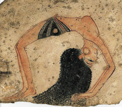 femalenudityinwesternpainting:  “Topless Dancer” (Painting on limestone in the Museo Egizio of Turin, Italy) by Anonymus (c. 1292 - 1186 BC), Ancient Egypt 