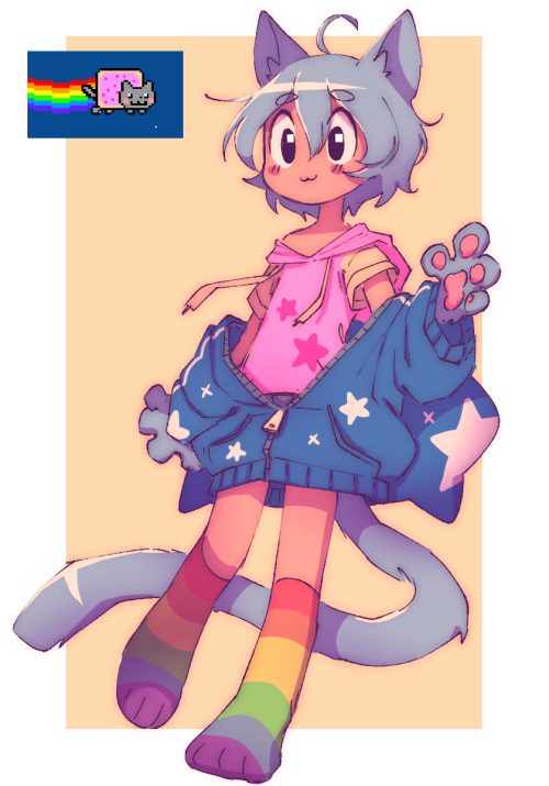 rambamboo:    doodle of nyancat gijinka from today’s strem. i wanted to redeem myself for the atrocity i made when i was 14   