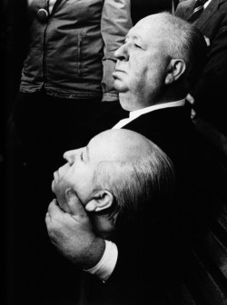 Alfred Hitchcock on the set of Frenzy.