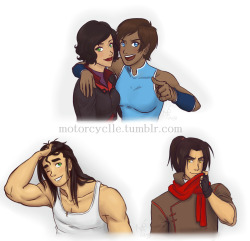 motorcyclle:  Short-haired girls and long-haired boys.  Click my link to Korra Nation
