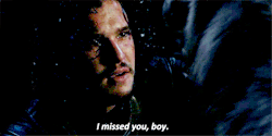 beautifuldreams-blog:  Finally a happy moment in this show Jon Snow finds his wolf [Game of Thrones]