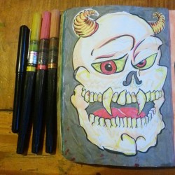 Sketchbook Project 2015. Skulls.  #mattbernson #artistsoninstagram #artistsontumblr #skulls #skullsforlife #sketchbookproject #pentelbrushpen