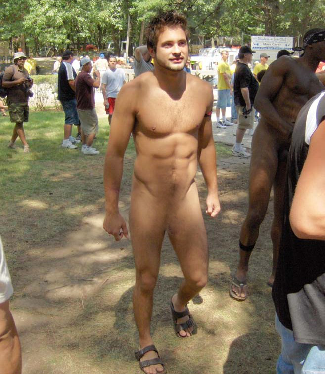 Naked men with pubic hair