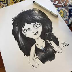 illustratorjimmy:  Got some work done at the @wildboarcafe today. Lots of work to do this week! Getting ready for an #artshow in March, as well as other commissioned work. Busy busy busy! This one is so death from the Sandman comics by Neil Gaiman. #art