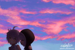  #281 - Pink Sunset Drawn for relaxation. Wanted to draw my kids again after a long time. Used a photo reference for the clouds. I should do more pieces like this.  
